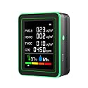 DeWire Professional Air Quality Detector with PM2.5 & Formaldehyde Detection - 2.8-Inch TFT Color Display, 6-in-1 Monitor for HCHO, TVOC, CO2, Temperature & Humidity (Green)