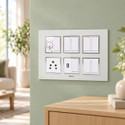 Dewon Electric 12 Module Modular Plate with LED Indicators | Premium Finish for Home & Offic Wall Plate (White)