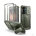 Dexnor for Samsung Galaxy S26 FE Case with Upgraded Slide Camera Cover &amp; 2 Front Frames &amp; Built-in Screen Protector &amp; Kickstand, Heavy-Duty Rugged Case Full-Body Protective Cover(2026),Army Green