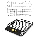 DEXSO Universal Roof Rack Basket with Cargo Net, 46" x 36" Rooftop Cargo Carrier Basket, 200 Lbs Capacity Car Cargo Rack, Heavy Duty Luggage Rack for SUVs, Trucks, Vehicles