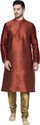 DEYANN Men Pure Silk Kurta Churidar Set