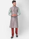 DEYANN Men Pure Silk Kurta Churidar Set