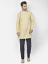 DEYANN Men Cotton Silk Kurta Pant Set