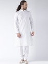 DEYANN Printed Cotton Linen Straight Kurta for Men (White)