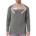Deyeek Chemo Port Shirts for Men Side Snap Long Sleeve Port Access Shirts