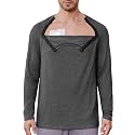 Deyeek Chemo Port Shirts for Men Side Snap Long Sleeve Port Access Shirts