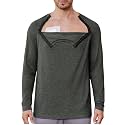 Deyeek Chemo Port Shirts for Men Side Snap Long Sleeve Port Access Shirts