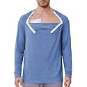 Deyeek Chemo Port Shirts for Men Side Snap Long Sleeve Port Access Shirts