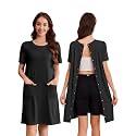Deyeek Hospital Gowns for Women Open Back Tear Away Snap Nursing Dress