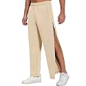 Deyeek Men's Fleece Tear Away Pants Side Hook and Loop for Post Surgery