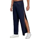 Deyeek Men's Fleece Tear Away Pants Side Hook and Loop for Post Surgery