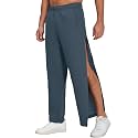 Deyeek Men's Fleece Tear Away Pants Side Hook and Loop for Post Surgery