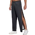 Deyeek Men's Fleece Tear Away Pants Side Hook and Loop for Post Surgery