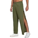 Deyeek Men's Fleece Tear Away Pants Side Hook and Loop for Post Surgery