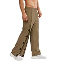 Deyeek Men's Tear Away Pants 2 Side Full Open Bottom Sweatpants Loose Fit Casual Adaptive Post Surgery Pants with Pockets
