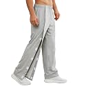 Deyeek Men's Tear Away Pants 2 Side Full Open Bottom Sweatpants Loose Fit Casual Adaptive Post Surgery Pants with Pockets