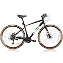 DEYGIA Hybrid Bike, 24-Speed 700C Wheel Hybrid Bicycle with Dual Disc Brakes, Trigger Shifting, Internal Wiring Frame, Lightweight City Commuter Bicycle for Men Women Adult, Multiple Colors