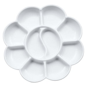 deziine 2 pcs small flower shape color mixing palette paint plate draw palette - white