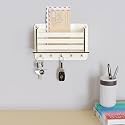 DFC Oakley Key Holder for Home Wall Mounted with 5 Key Knobs Extra Storage Engineered Wood Key Holder for Wall Stylish Car Key Hanger Matte Finish Durable Home Organizer White