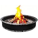 DFLU Smokeless Fire Pit Ring 48 inch Inner, 52 inch Outer Large Firepit Ring Insert Metal Steel Round Firepit Ring for Outside Wood Burning DIY Fire Pits Outdoor Fire Place for Camping Patio Backyard