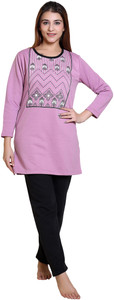 dg divine women printed solid multicolor top  pyjama set
