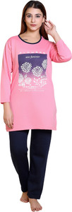 dg divine women printed solid multicolor top  pyjama set