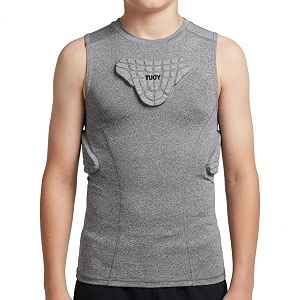 dgxinjun youth padded compression shirt kids boys pad sleeveless vest protective shirts rib chest protector for football baseball basketball4-pad