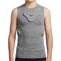 DGXINJUN Youth Padded Compression Shirt Kids Boys Pad Sleeveless Vest Protective Shirts Rib Chest Protector for Football Baseball Basketball（4-pad）