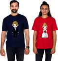 Dhagla Pack of 2 Couple Graphic Print Round Neck Pure Cotton Multicolor T-Shirt
