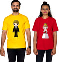 Dhagla Pack of 2 Couple Graphic Print Round Neck Pure Cotton Multicolor T-Shirt