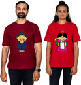 Dhagla Pack of 2 Couple Graphic Print Round Neck Pure Cotton Multicolor T-Shirt