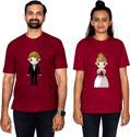 Dhagla Pack of 2 Couple Graphic Print Round Neck Pure Cotton Multicolor T-Shirt