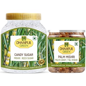 dhampure speciality sulphurless candy sugar mishri and palm candy combo 12kg  candy crystal sugar  no added chemicals  no color  no preservatives