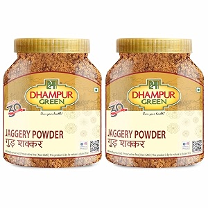 dhampurgreen jaggery powder 15kg 2x750g  pure natural desi gur gud shakkar chemical free no added sulphur color fertilizers pesticides amp preservatives jaggery sugar