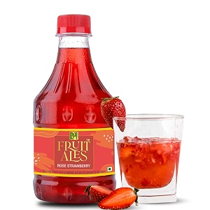 dhampurgreen rose strawberry syrup 300ml  mocktail amp cocktail mixer drink concentrate  non alcoholic beverage for soda lemonade amp summer drinks  rose strawberry flavour