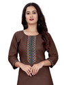 dhanshree tex Embroidered, Geometric Print, Solid Cotton Blend Straight Kurta for Women (Pink)