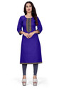 dhanshree tex Embroidered, Geometric Print, Solid Cotton Blend Straight Kurta for Women (Multicolor)