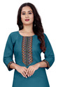dhanshree tex Embroidered, Geometric Print, Solid Cotton Blend Straight Kurta for Women (Blue)