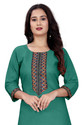 dhanshree tex Embroidered, Geometric Print, Solid Cotton Blend Straight Kurta for Women (Multicolor)