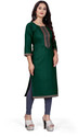 dhanshree tex Embroidered, Geometric Print, Solid Cotton Blend Straight Kurta for Women (Multicolor)
