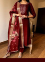 DharaCretionn Embroidered Kurta Churidar Dupatta Set