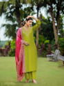 DHARM CREATIONS Embroidered Kurta TrouserPant Dupatta