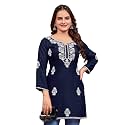 Women39s Rayon Chikankari Embroidered Short Kurti 