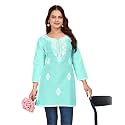 Women39s Rayon Chikankari Embroidered Short Kurti 