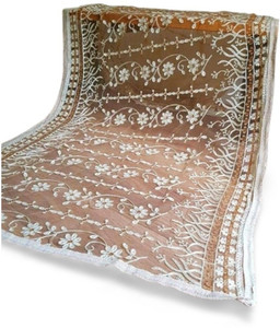 dharmee net embroidered white gold women dupatta