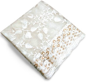 dharmee net embroidered white gold women dupatta