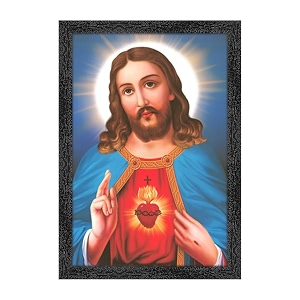 dharvika innovations jesus christ photo with frame 14x20 inch