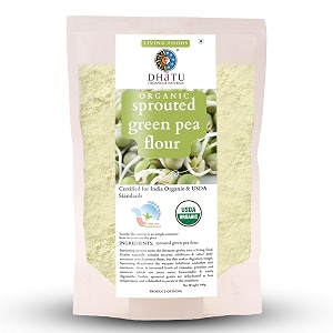 dhatu organics sprouted green pea flour 500g  high protein  easy to digest  naturally gluten-free daily use flour