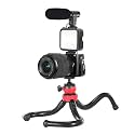04LM 5 in 1 Vlogging Kit for YouTube, Live Streaming &amp; Mic Filmmaker Mini Tripod with Shotgun Video Microphone, LED Light, Remote Control Compatible with All Smartphones