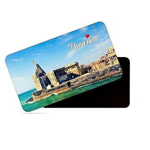 dhcrafts fridge magnet rectangle acrylic glass 86 x 54 cm multicolor gujarat dwarka design pack of 1